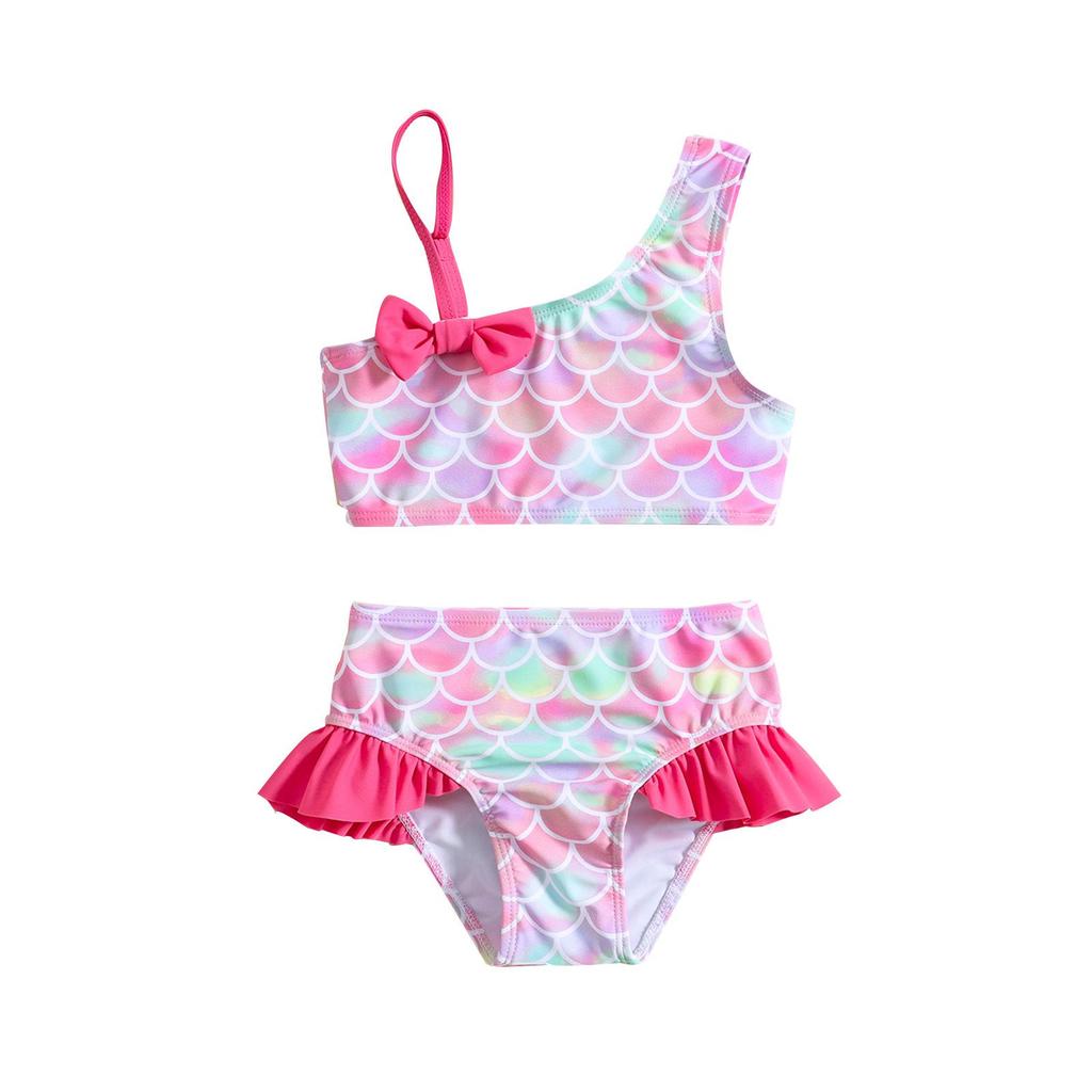 Children's One-Shoulder Bow Bikini Swimsuit