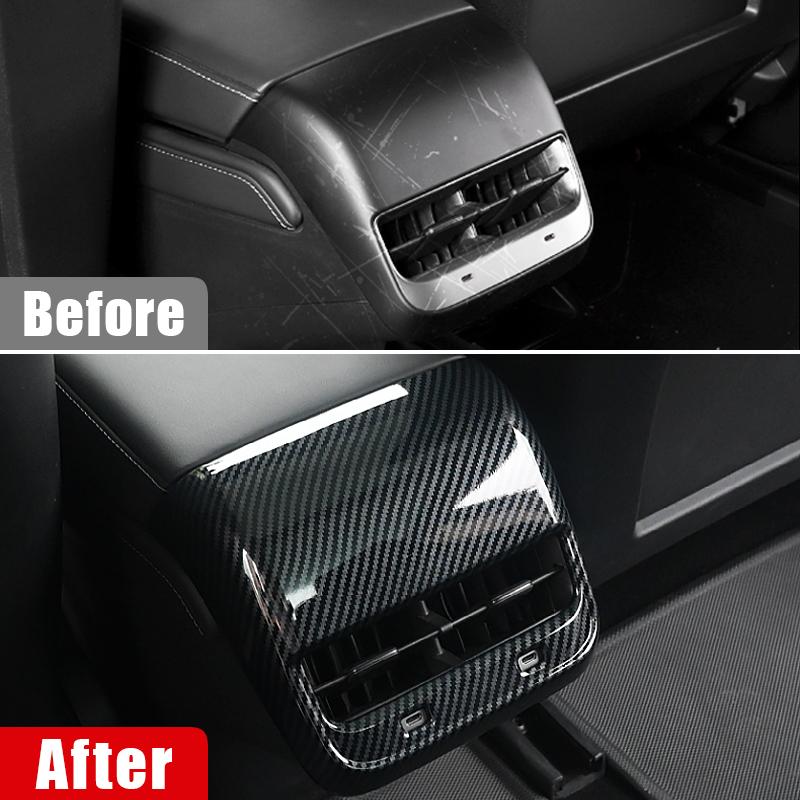 Для Tesla Model 3 Y 2021 2022 2023 2024 2025 ABS Carbon Fiber Car Rear Air Vent Outlet Cover Decor Sticker