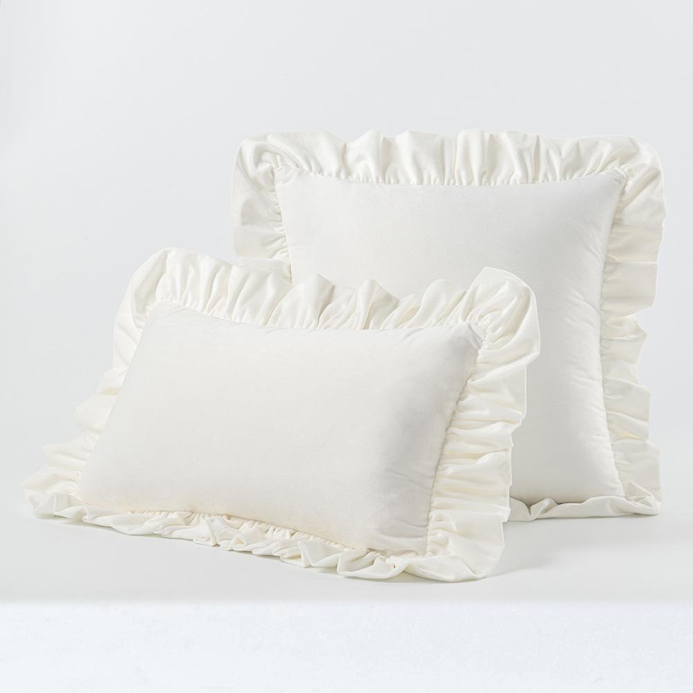 Minimalist Ruffle Velvet Throw Pillow Cover Solid Cushion Case For Sofa Home Decor 45x45cm 30x50cm 50x50cm