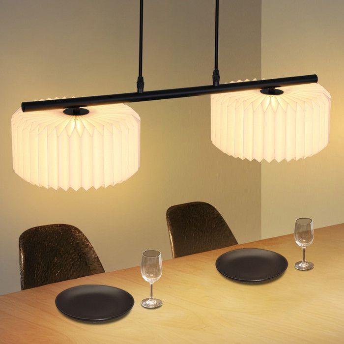 Suspension - NETTLIFE - 2 lumières - Abat-jour papier blanc - Compatible G9 - Structure métal moderne