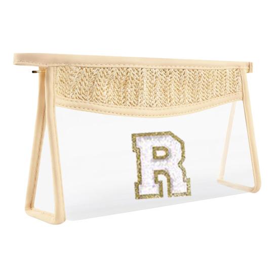 Персонализированная сумка с буквенным принтом, прозрачная косметичка большой емкости, портативная пляжная дорожная косметичка с застежкой-молнией