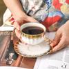 Чашки для капучино с блюдцами, набор фарфоровых чашек для двойного эспрессо 7 унций, керамические чашки для турецкого кофе с золотой отделкой