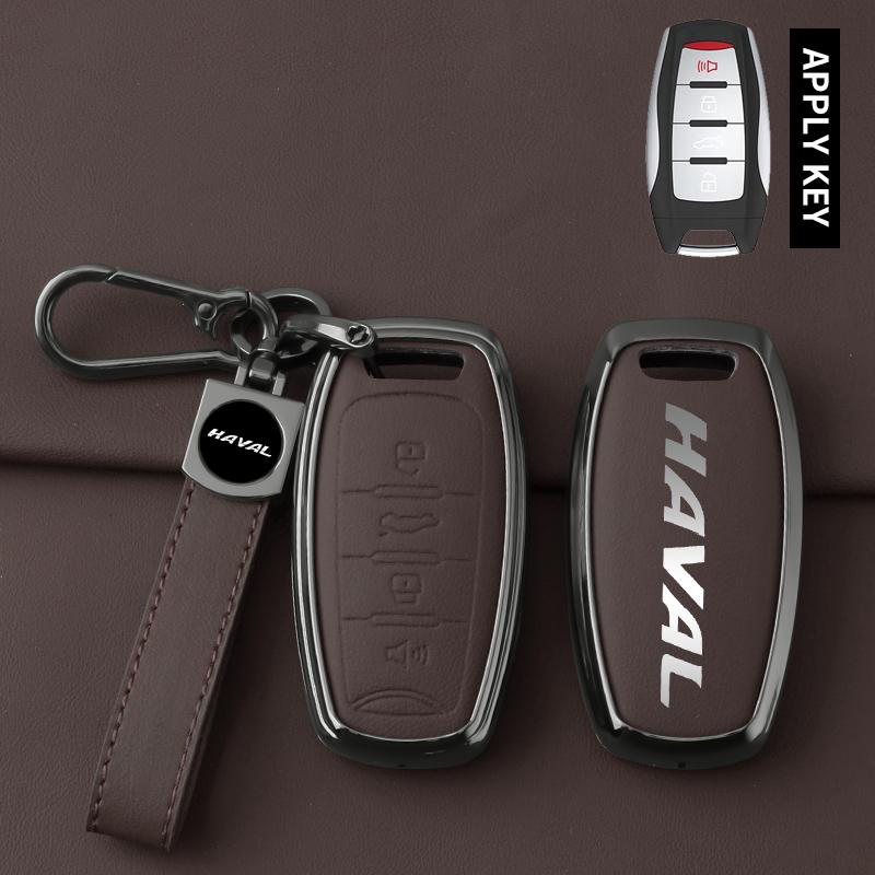 Чехол-брелок из сплава и кожи для автомобильного ключа Haval Jolion H6 Dargo F7 H9 2015 2021 2022 2023, чехол для смарт-ключа, брелок, аксессуары для автомобиля