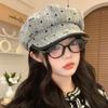 Simple Retro Striped Polka Dot Beret Korean Casual Windproof Octagonal Hat for Women Autumn and Winter Versatile Painter Hat New