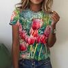 Women's T-shirts Fashion Floral Theme T Shirt Floral Plants Tees Summer Clothing Basic Female Tops Print Oversized Pullover
