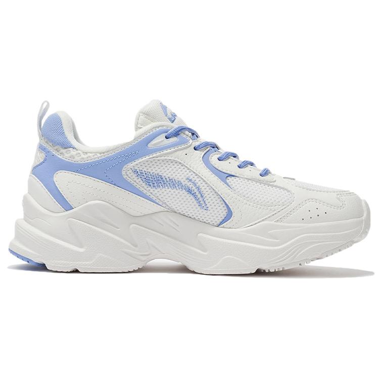 Li Ning Амортизирующие Нескользящие Износостойкие Низкие Беговые Кроссовки Женские Бело-Синие ARLS008-2