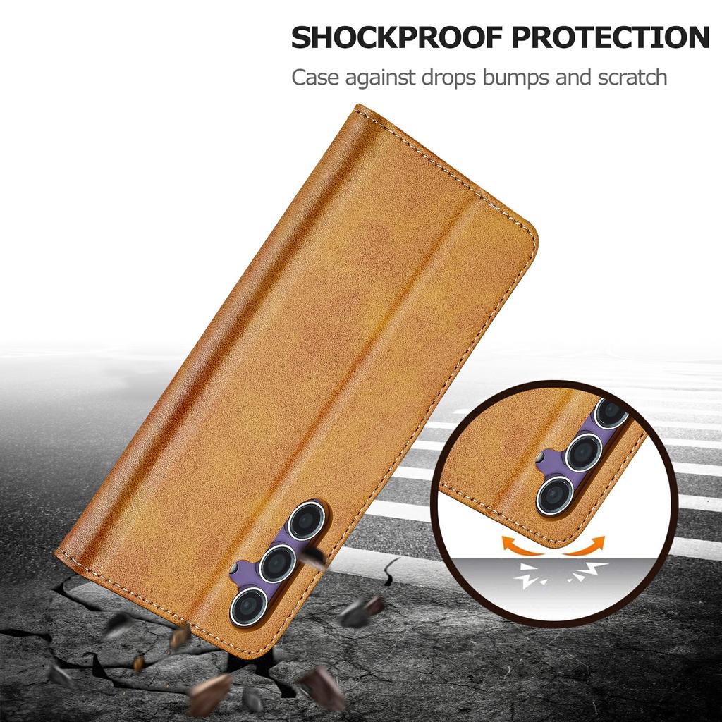 LC.IMEEKE Для Samsung Galaxy S25 FE Чехол Текстура теленка PU кожа Подставка Кошелек Чехол для телефона - Черный