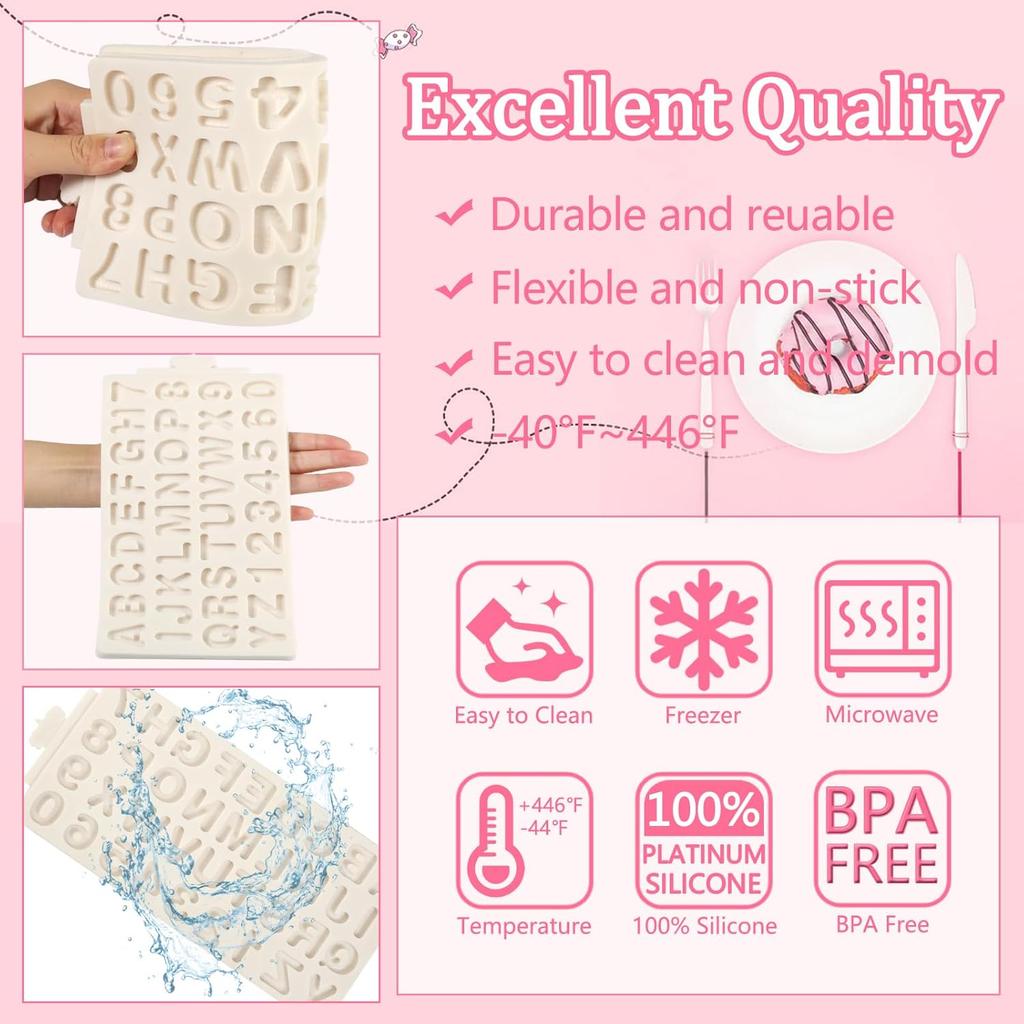 1 Pcs Alphabet Chocolate Fondant Mold, Number Silicone Molds, for Graduation Cake Decoration Cupcake Toppers Biscuit Candy Resin Clay Plaster Reble