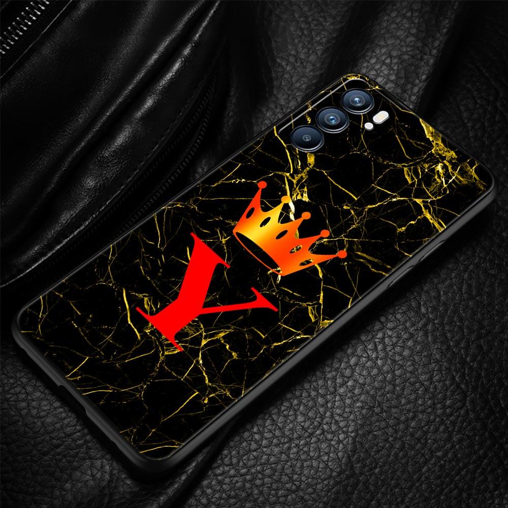 Мраморный чехол с буквой для телефона Oppo A17 A31 A54 A57 A78 A79 A98 Find X5 X6 Reno 6 7 8 10 11 12 13 F Pro 5G Мягкий чехол из ТПУ Fundas