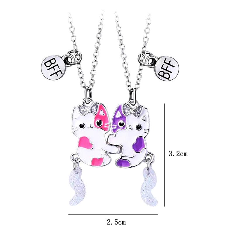 2 шт./компл. мультяшная кошка форма кулон цепь лучшие друзья ожерелье Bff дружба детские украшения подарок для девочек