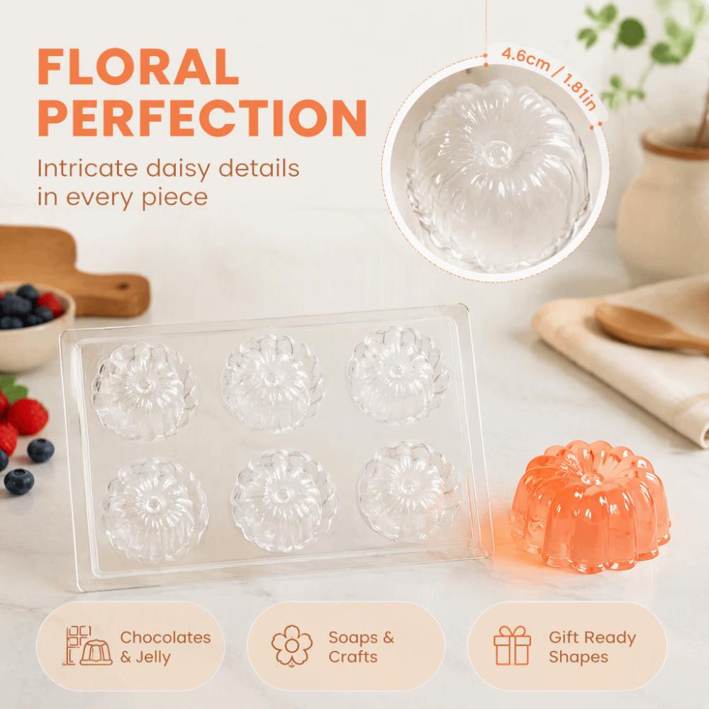 Daisy Flower Pudding Mold 6 Grids Mousse Mold Candy Coating Soap Mold Mooncake Making
