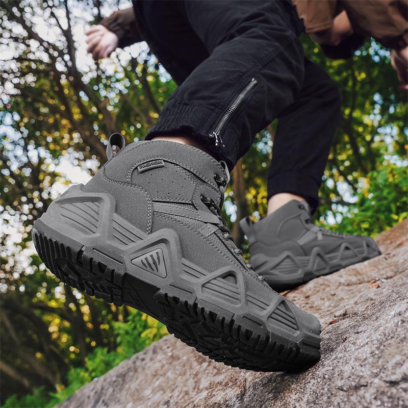 Мужские пустынные высокие уличные ботинки для хайкинга с защитой от проколов - Нескользящие, износостойкие тактические кроссовки