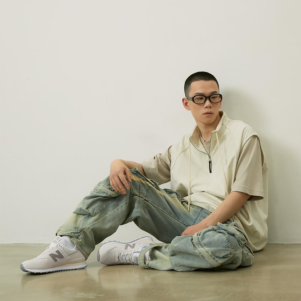 New Balance 574 Linen Light Mushroom унисекс кроссовки кремово-белые U574ESC
