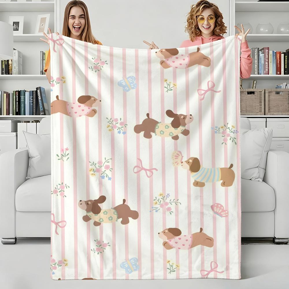Animal D-Dachshunds Throw Flannel Blanket Perfect for Sofa Office Bed Travel Sleep Read Relax Camping four season use