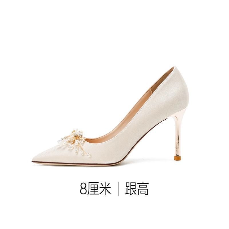 Одежда для свадебного показа, свадебная обувь, свадебное платье 2024 года, новые китайские туфли на высоком каблуке, беременные женщины носят тосты, не уставшие от тонких каблуков