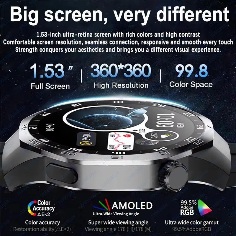 New Smart Watch Men NFC HD AMOLED Screen GPS Motion Trajectory Heart Rate Bluetooth Call Sports Smart Watch IP68 Wireless Charging