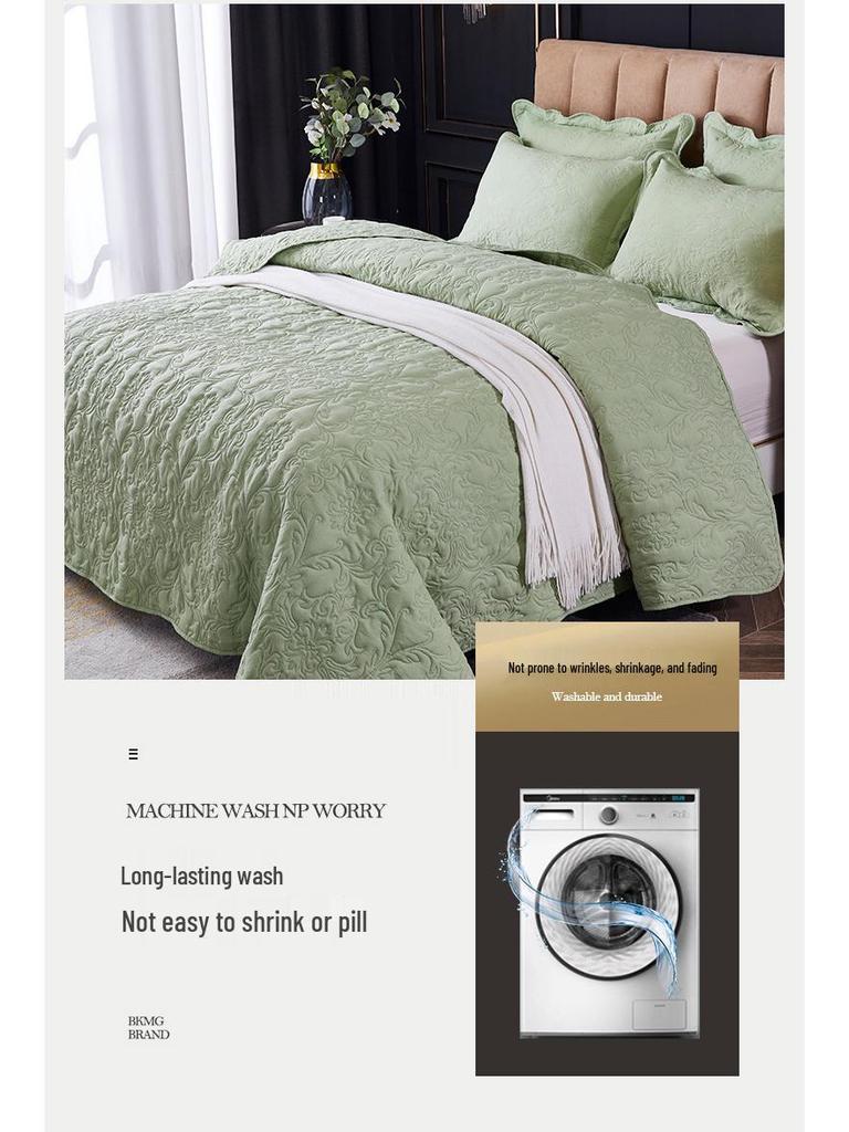 Стираемое стеганое хлопковое покрывало 3 предмета с дизайном, наполненным хлопком