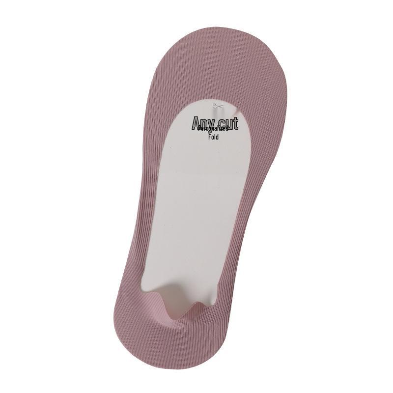 Женские нескользящие невидимые носки-лодочки из ледяного шелка - Низкая посадка, Нескользящая пятка, Тонкие, Однотонные, Регулируемая длина