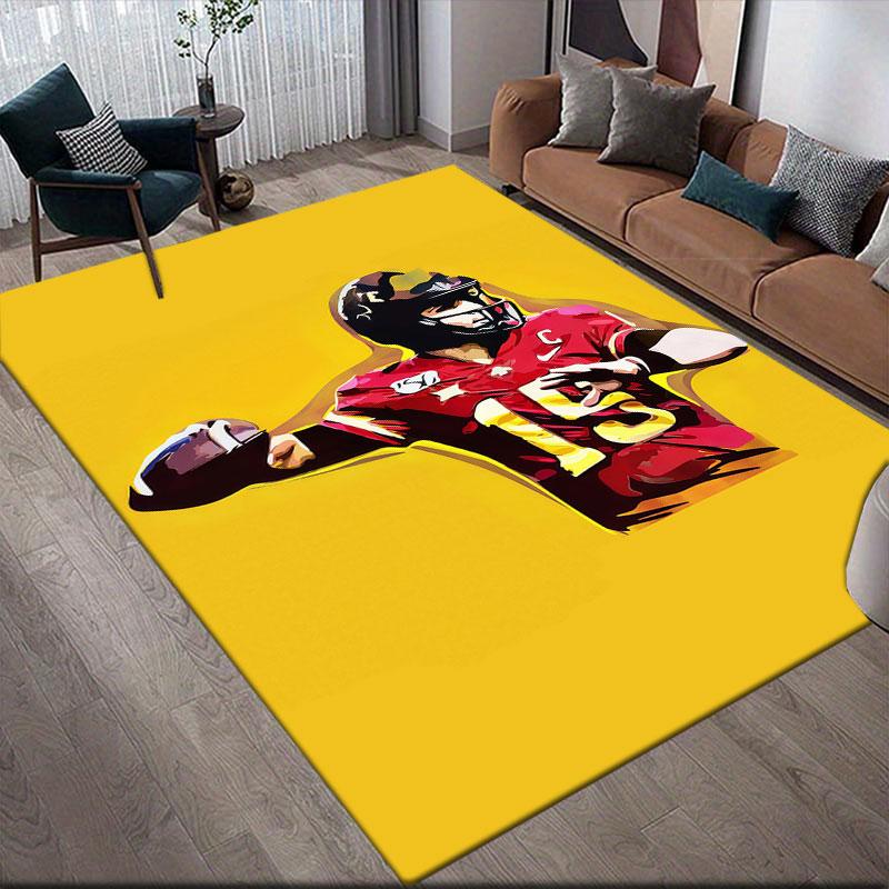 Brock Purdy Flannel Printed Carpet, Home Sofa Decoration for Living Room & Bedroom, Non‑Slip Play Flannel Floor Mat for Game Room