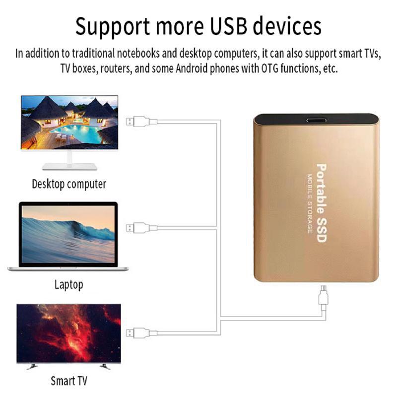 Высокоскоростной портативный SSD внешний твердотельный жесткий диск Интерфейс USB 3.1 Массовая емкость мобильного жесткого диска для портативных ПК Mac