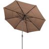 California Umbrella 11' Round Aluminum Market Umbrella, Crank Lift, Collar Tilt, Black Pole, Sunbrella Teak