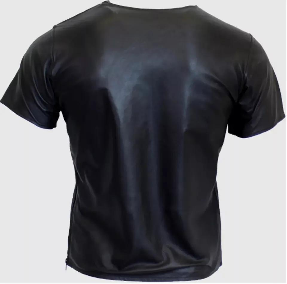 Men Genuine Lambskin Leather T-shirt Handmade Stylish Motorcycle Biker Festive Casual Wear