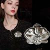 French Style Orchid Flower Brooch Vintage Metal Glossy Brooch Butterfly Orchid Pin Party