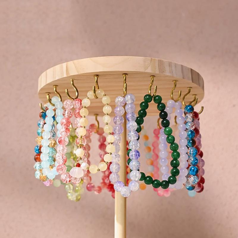 Necklace Holder Organizer Jewelry Tree Stand With 12/18 Metal Hooks Wooden Necklace Display Tower For Home Or Show Selling Use