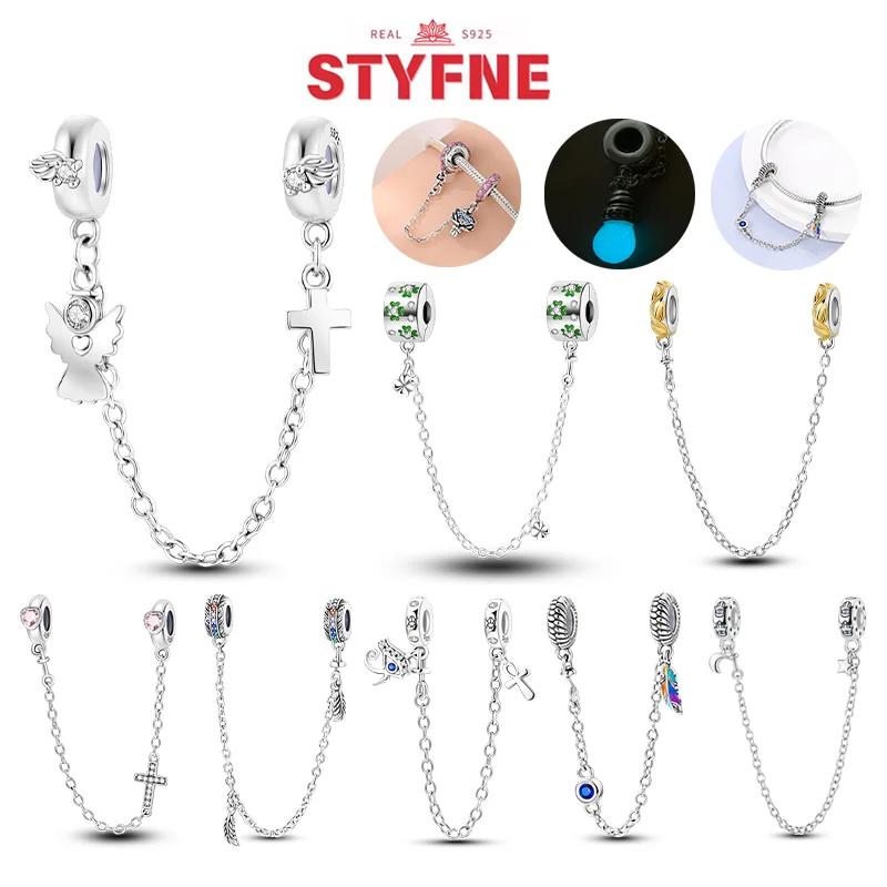 Женский оригинальный браслет, ювелирные украшения, подарок своими руками, шармы, бусины, медь, серия «Религия», ангел-хранитель, крест, предохранительная цепочка, шармы-бусины