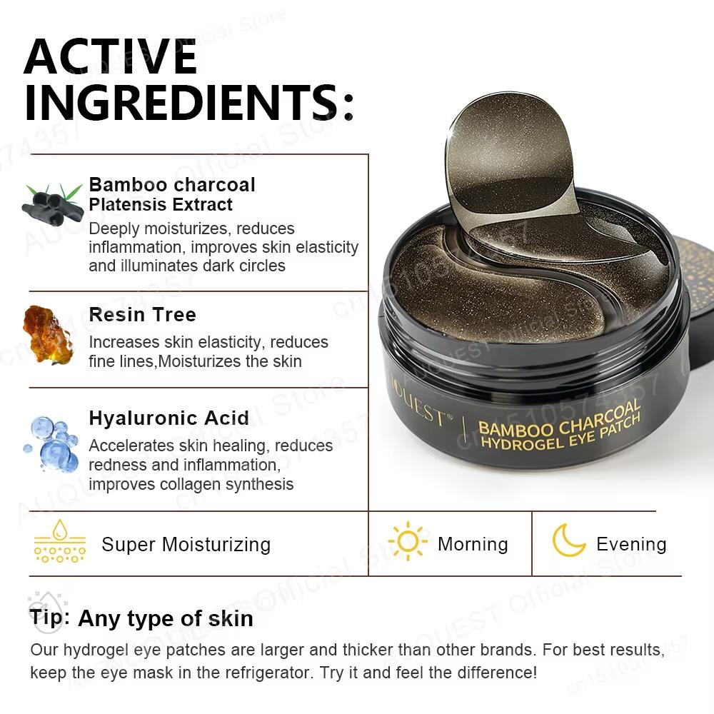 60 шт. коллагеновая маска для глаз с бамбуковым углем, против темных кругов и мешков под глазами, увлажняющие укрепляющие патчи для глаз, средства по уходу за кожей вокруг глаз