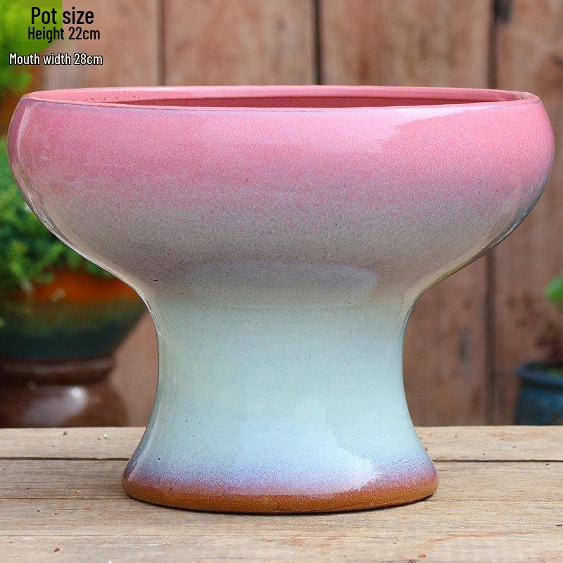 Большой Ручной Глиняный Керамический Цветочный Горшок – Дышащий Высокий Горшок для Суккулентов, Бугенвиллии, Стрелиции, Горшок из Фиолетовой Глины