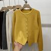 Autumn New Korean Round Neck Knitted Cardigan for Women Slim Fit and Slimming Soft and Sticky Sweater Jacket