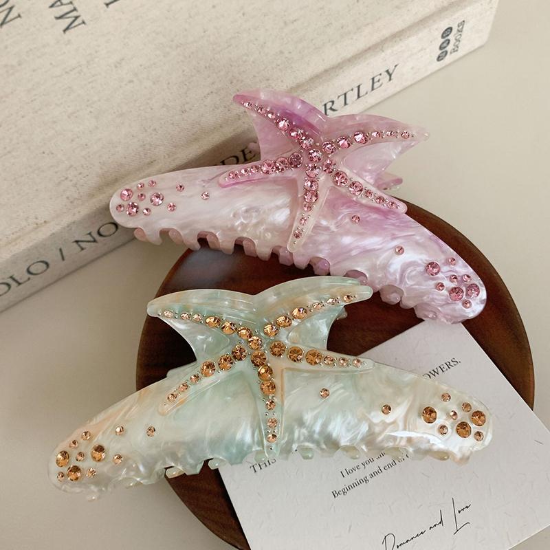 Starfish Hair Claw For Women Rhinestone Acetate Claw Clip Vacation Jewelry Hair Clip Trendy Claw Clips Hair Accessories