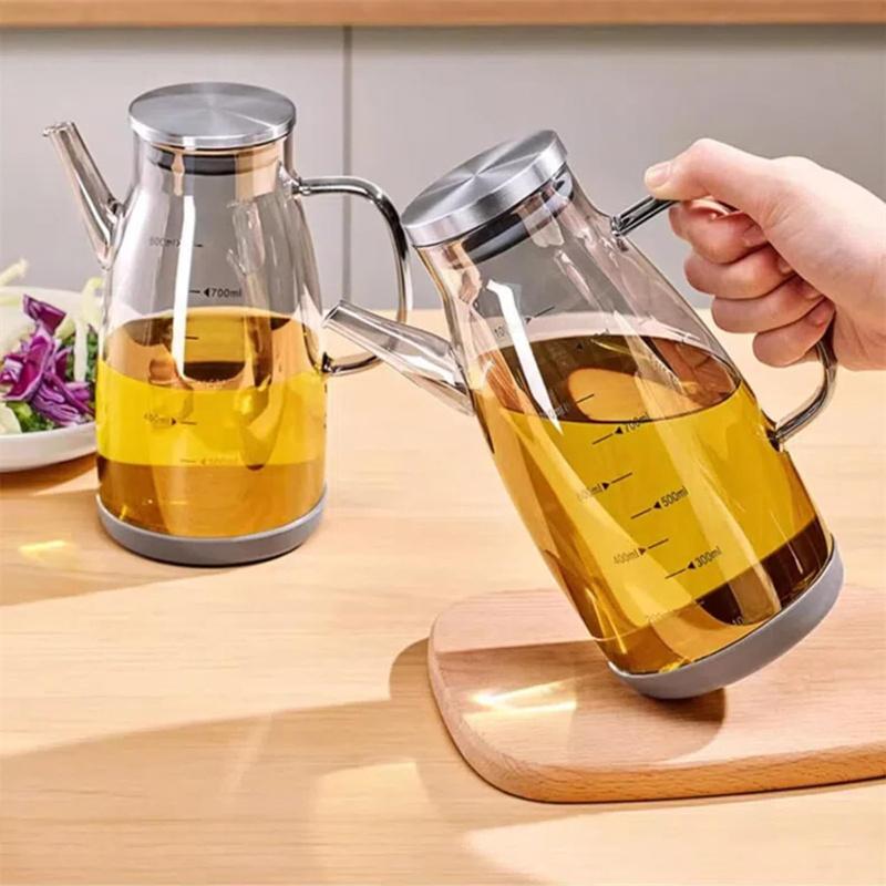 Бутылка-дозатор для масла 600/800/1000 мл с носиком, не образующим капель, кухонный стеклянный масляный горшок большой вместимости, герметичный дозатор для масла