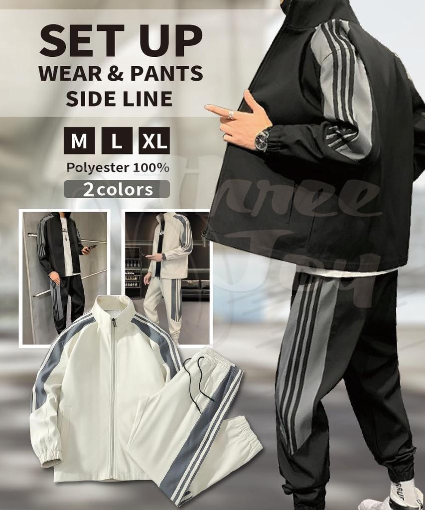 Three Joy Windbreaker Jersey Long Training Running Outdoor Size L Men's Set, Sleeve, Wear, Wear, Wear, White,