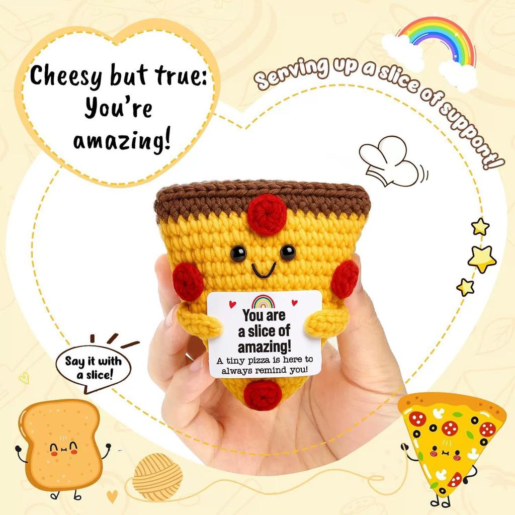 Mini Positive Potato Funny Avocado Duck Cute Knitted Crochet Doll with Card for Women Men Mom Dad Friend Birthday Cheer Up Gifts