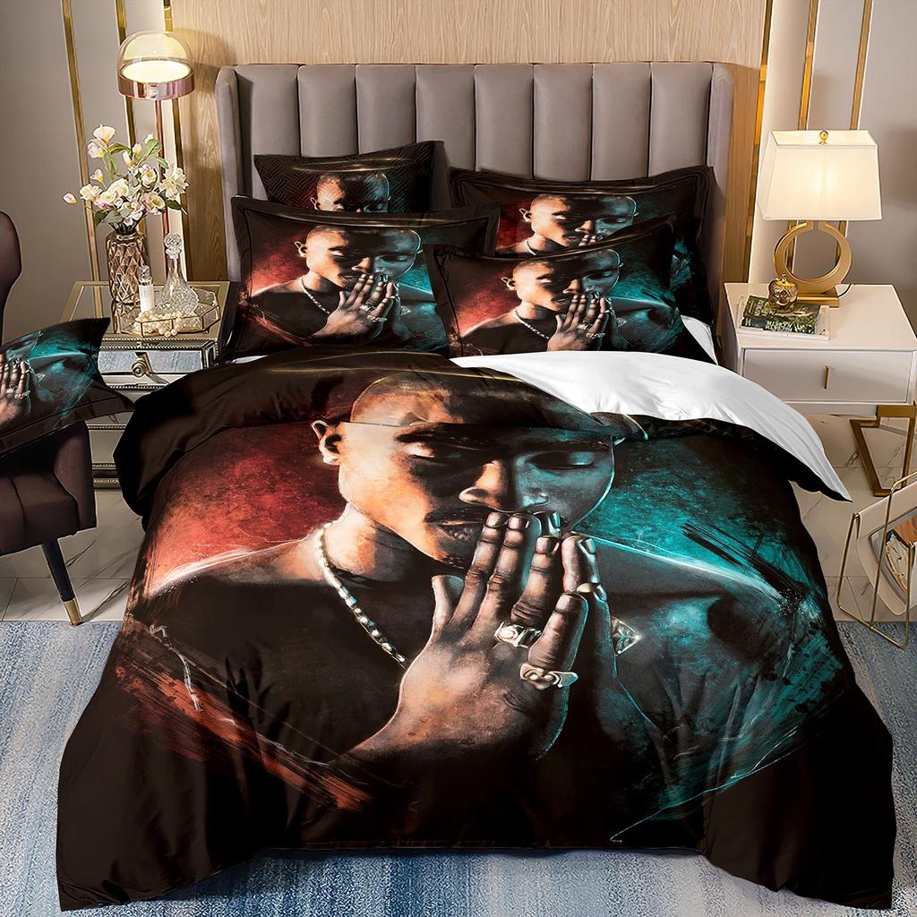 3D printRapper Tupac 2Pac Bedding Sets Duvet Cover Pillowcase Adult Boy Girl Bedroom Decoration Children Single Double Size Gift