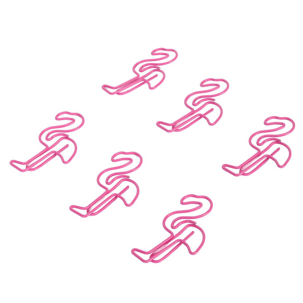 100pcs Paper Clips Prevent Slip Cute Flamingo Shaped Small Bookmark Paperclips for Paper Document Pink