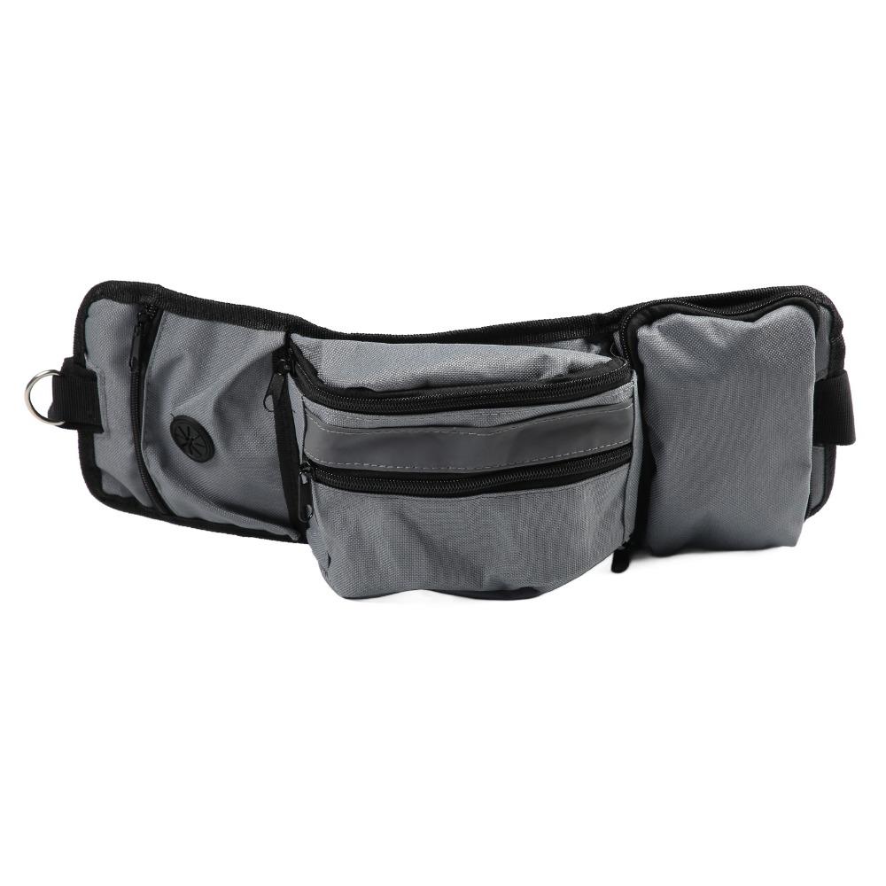 Multi Pockets Pet Training Waist Bag Grey Pet Food Storage Bag Pet Obedience Training