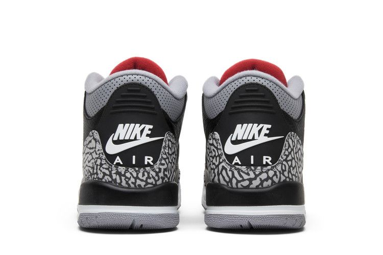 Детские кроссовки Jordan 3 Retro Black Cement (2018) (GS) Черный/Огненно-красный-Цементный Серо-Белый