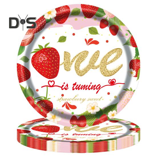 Клубничная вечеринка столовые приборы набор одноразовые тарелки чашки салфетки столовые приборы скатерти клубничная тематика вечеринка принадлежности для дня рождения baby shower свадьба