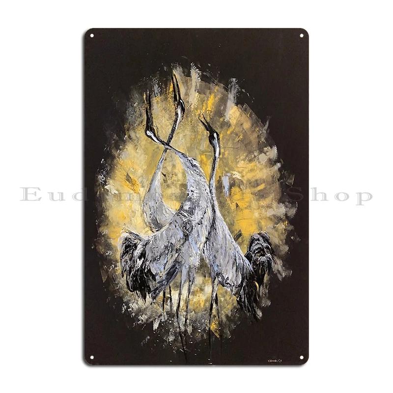 Grus americana or Whooping crane Metal Sign Printed Garage Mural Wall Decor Wall Mural Tin Sign Poster