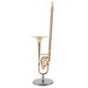 Miniature Trombone Replica with Stand and Case Gold Plated Instrument Model Musical Ornaments