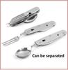 1 Pcs Outdoor Camping Tableware Folding Spoon and Fork Stainless Steel Portable Pocket Set