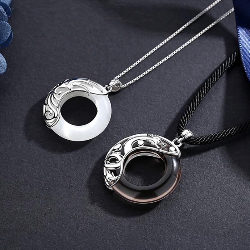 Парное ожерелье «Дракон Феникс» для мужчин и женщин: Пара модных хип-хоп цепочек с подвесками из камня кошачий глаз и обсидиана