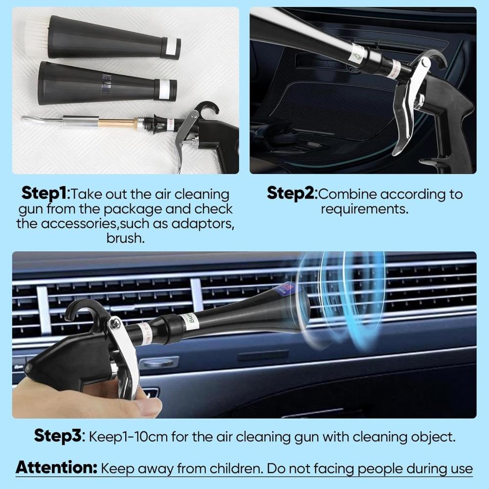 Tornado-Dry Cleaning-Gun Car-Air Blow-Gun Quickly Removes Surface Dirt and Dust Works with Air-Compressor (2 Nozzle*1PCS)