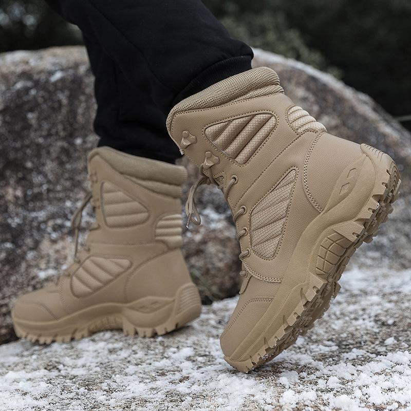 Outdoor high-top desert boots training boots breathable hiking shoes zipper sand Gobi hiking shoes sand-proof boots large size