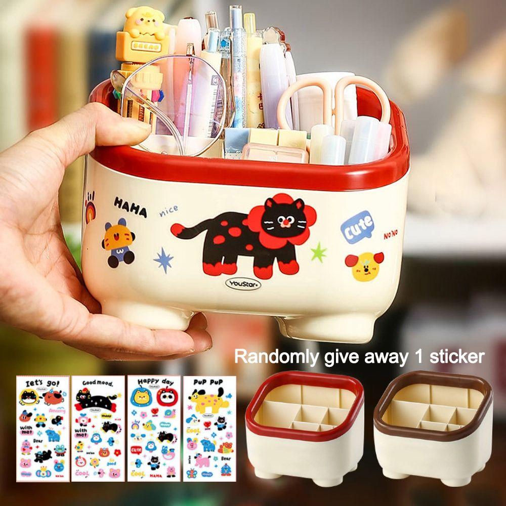 Large Capacity Penholder Multi Grid Makeup Brush Organizer Box New Table Storage Box