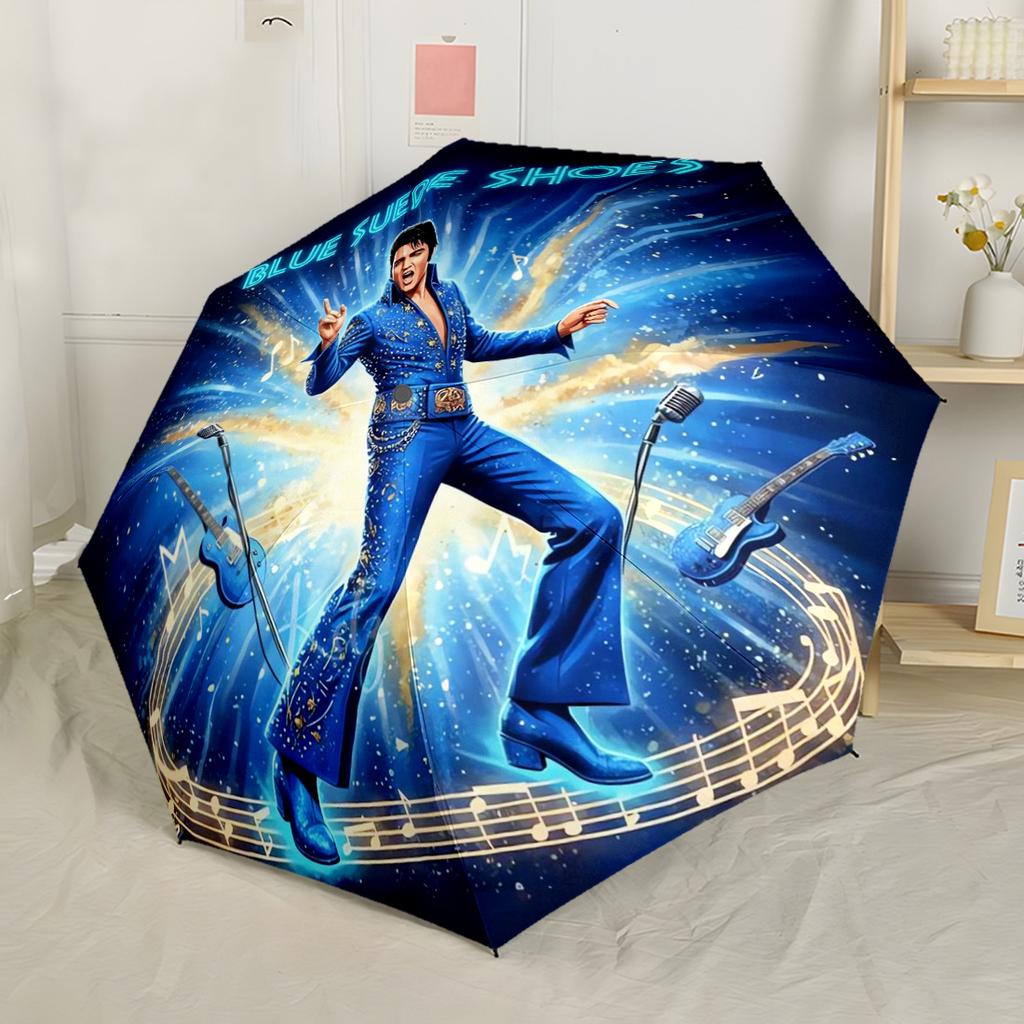 Elvis Presley's Comeback Special Portable Automatic Umbrella Compact Durable 8 Rib Design Durable Plastic Iron All Season Umbrella for Travel