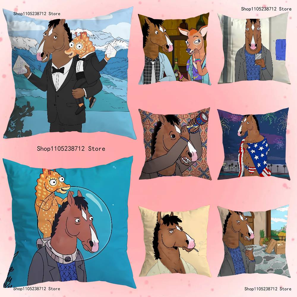 Мультяшная Наволочка Подушка Подушка Плюшевая B-BOJACKs H-HORSEMAN Мальчики Девочки Мультфильм Аниме Каваи Декор Детские Подарки на День Рождения